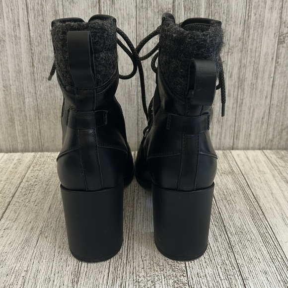 Napoleoni Grannie Black Leather Neoprene Lace-up Lolita Granny Booties - Picture 6 of 10